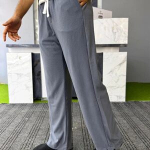 Gray Pleated Straight Fit Pant